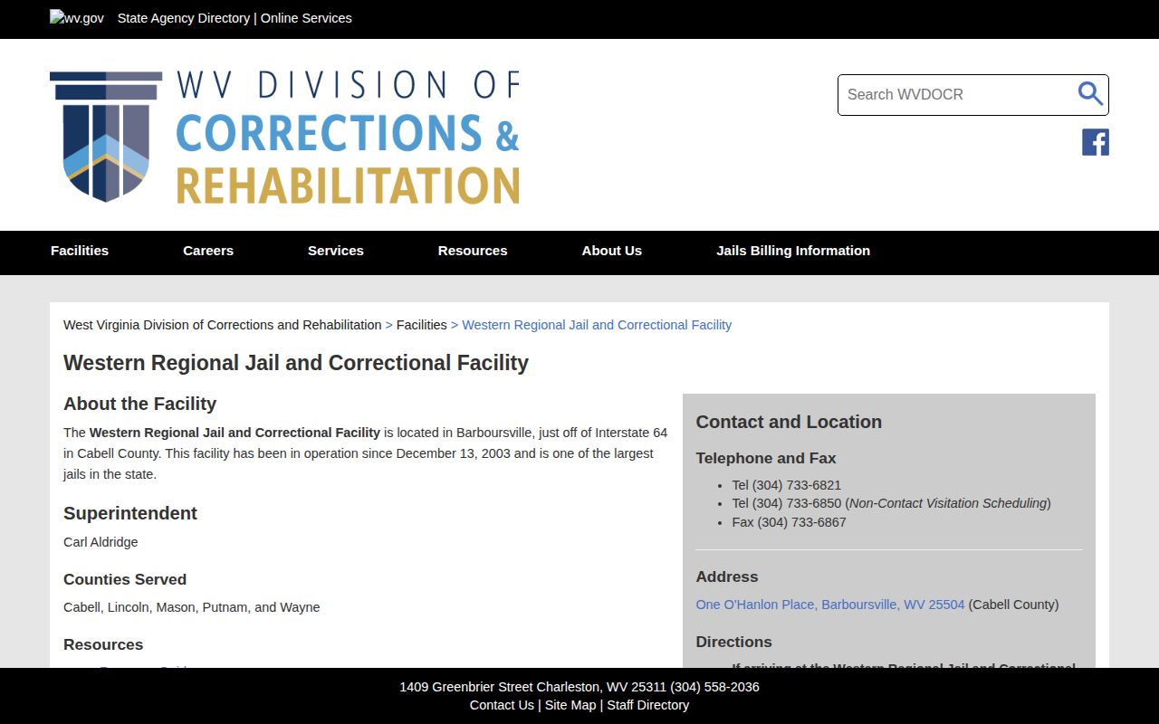 Western Regional Jail source for Mason County 24-hour release records